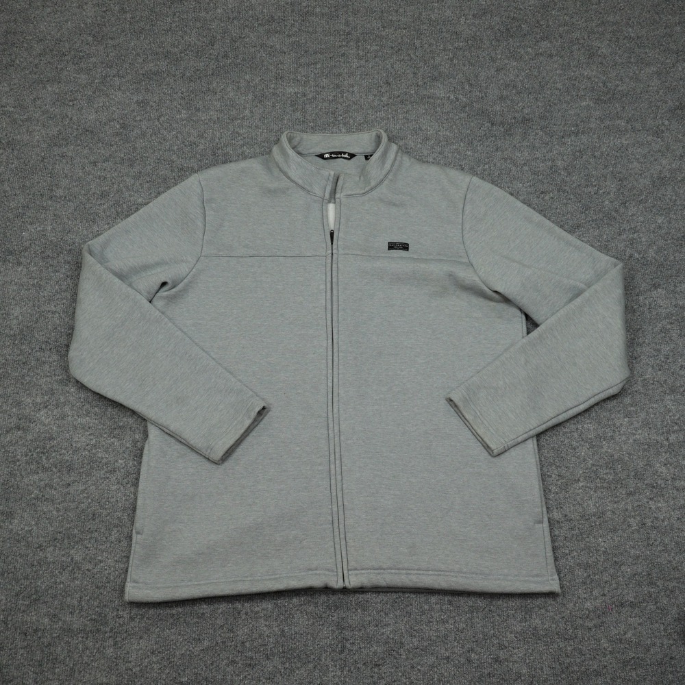 TravisMathew Jacket Mens XL Gray Full Zip Mock Neck Fleece Lined‎ Athletic Golf